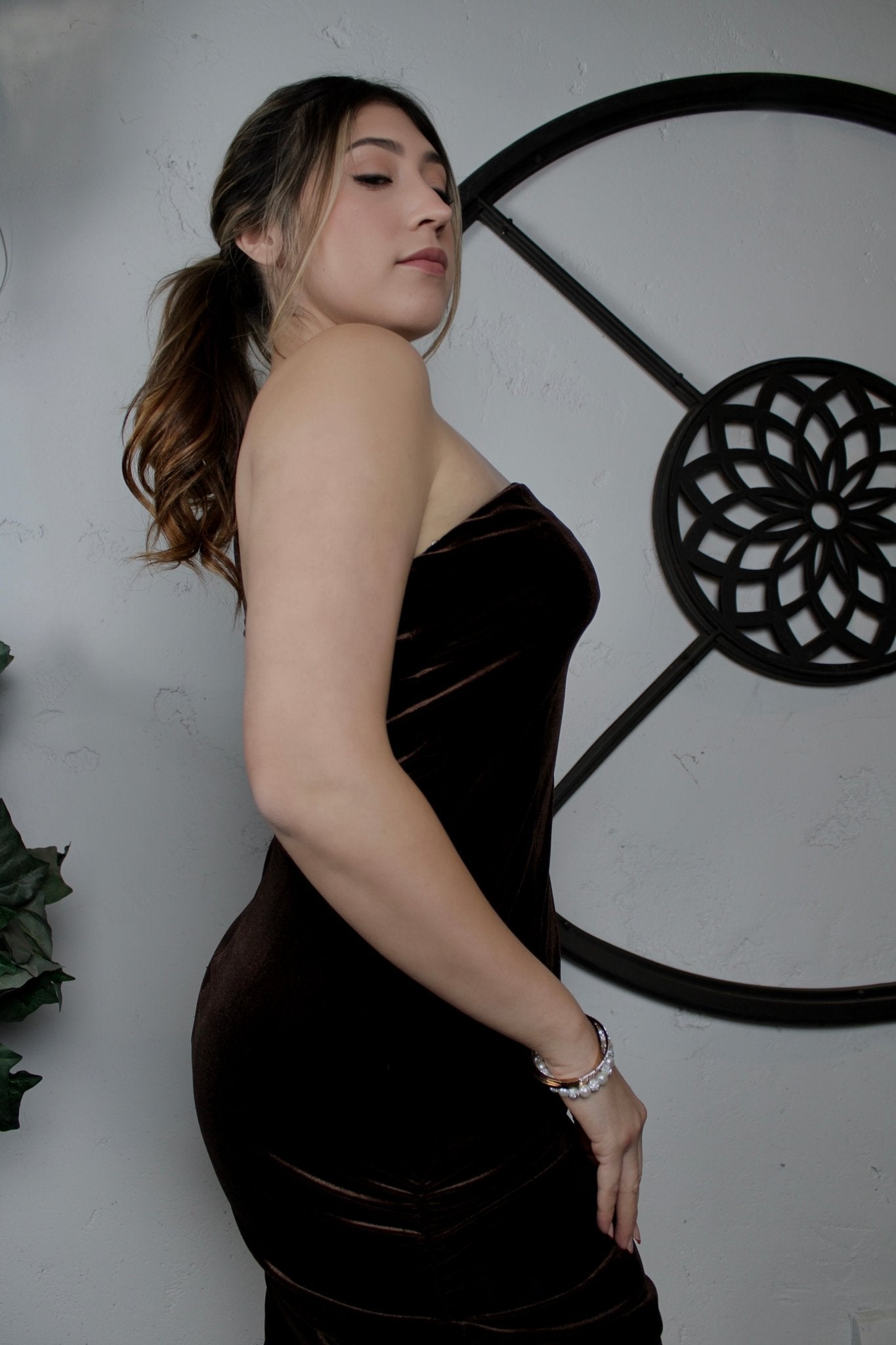 Side Shoulder Velvet Dress - RAPHAELLA