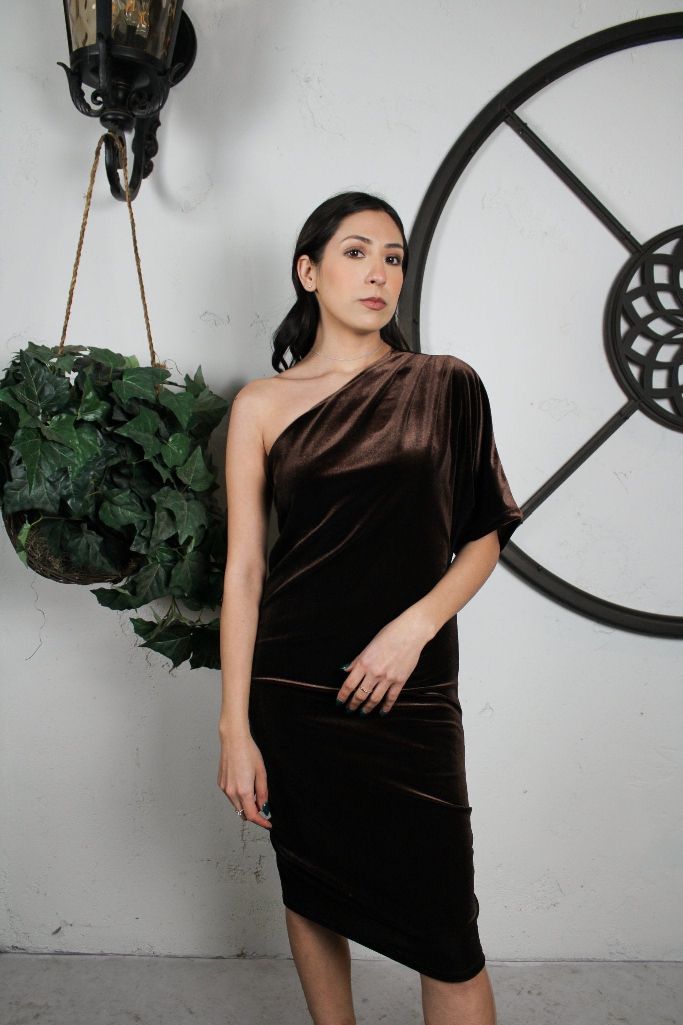 Side Shoulder Velvet Dress - RAPHAELLA
