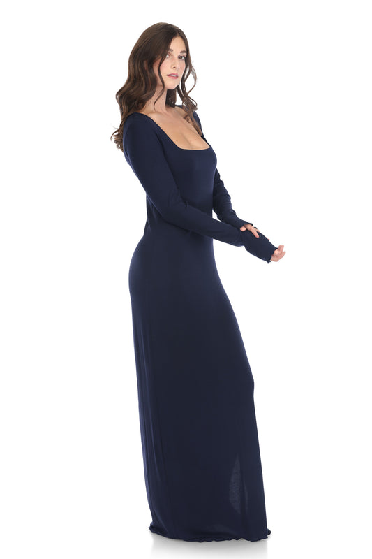 Square Neck Long Sleeve Dress